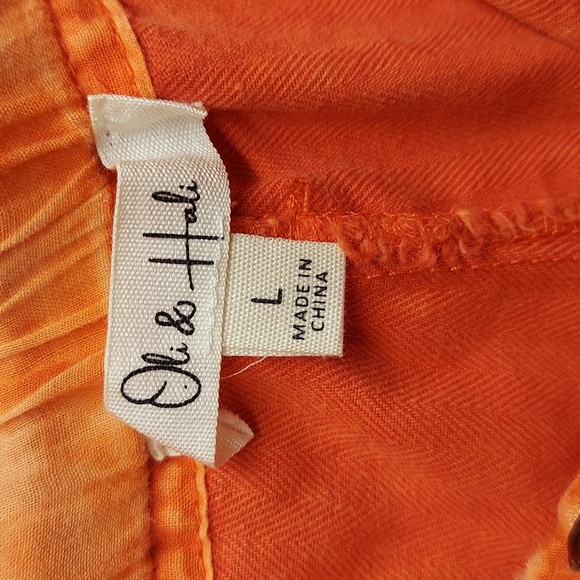 Oli & Hali Orange Acid Wash Short Cargo Style Mini Shorts 7-Pockets Womens Large - Picture 3 of 12